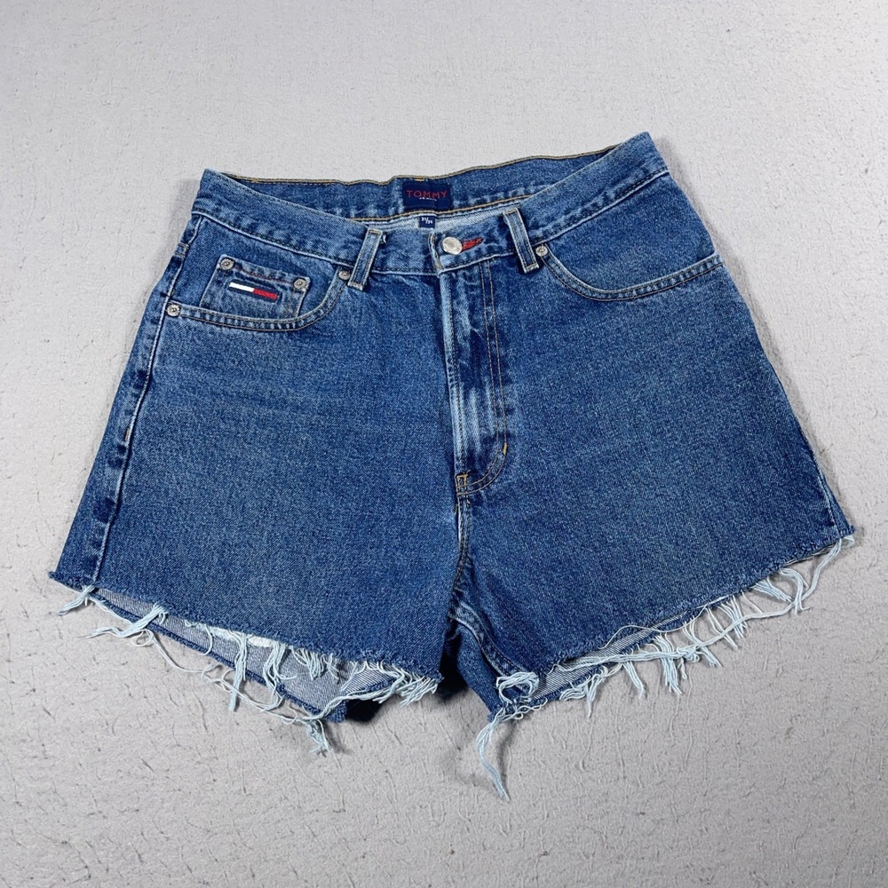 Tommy Jeans Shorts Men 31 Distressed Cutoff Denim Blue High Rise Casual